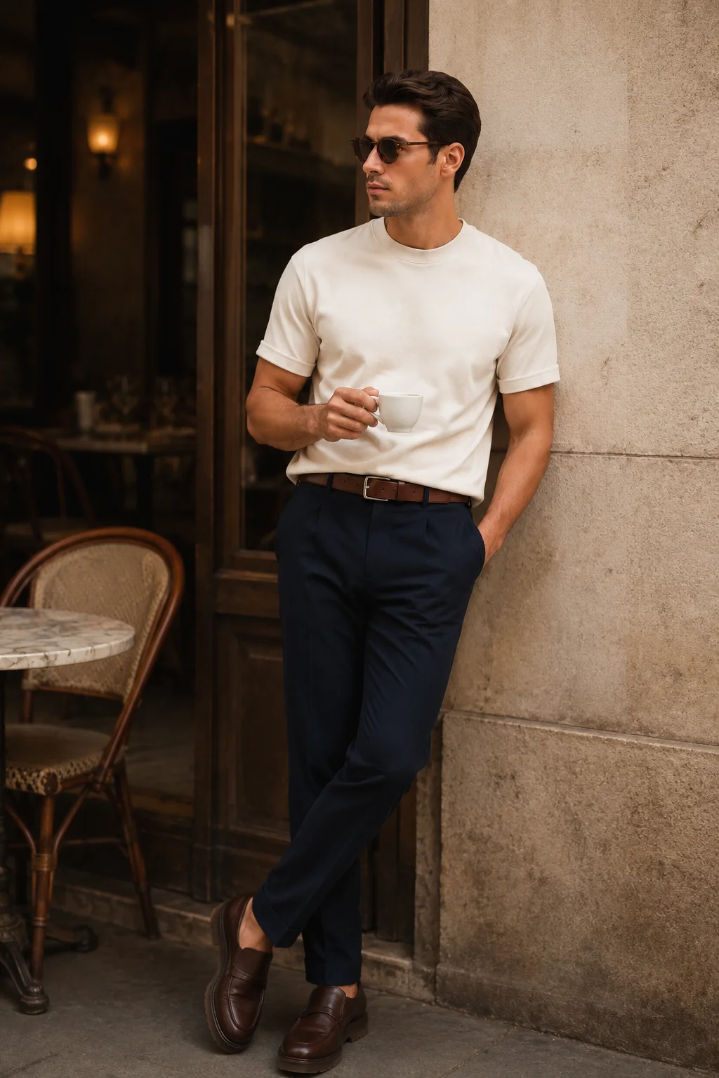 Aeterna Erkek Regular Fit Bisiklet Yaka Krem T-Shirt