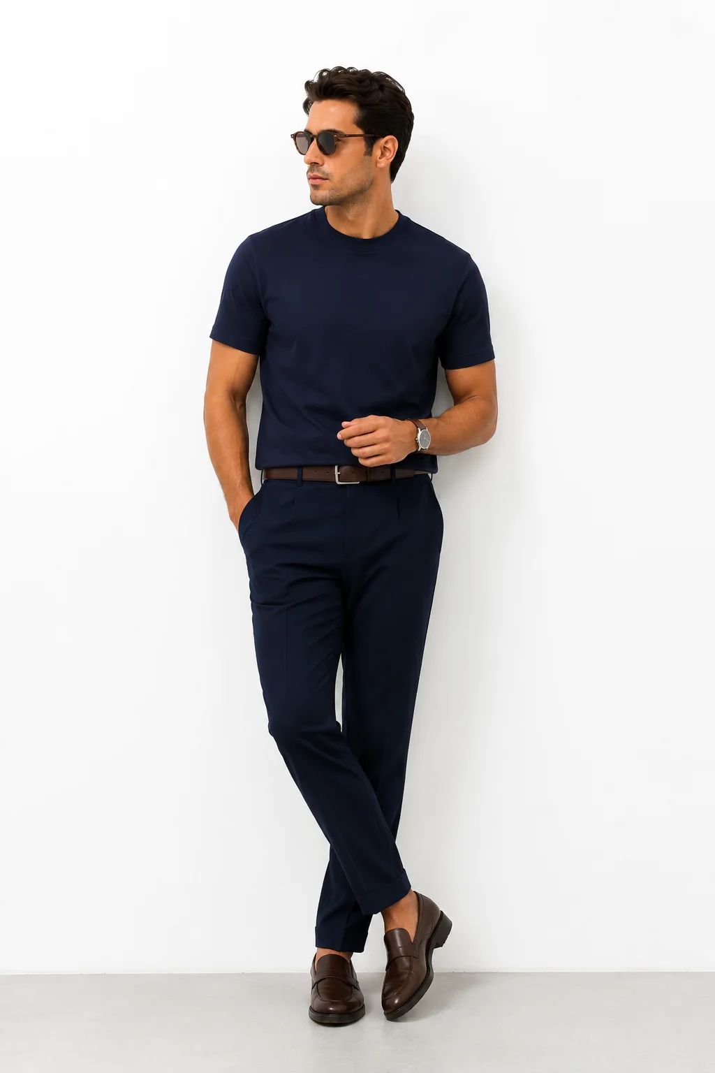 Aeterna Erkek Regular Fit Bisiklet Yaka Lacivert T-Shirt