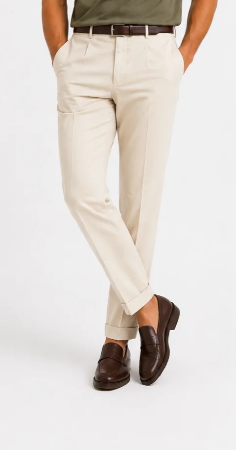 Aeterna Regular Fit Krem Pantolon